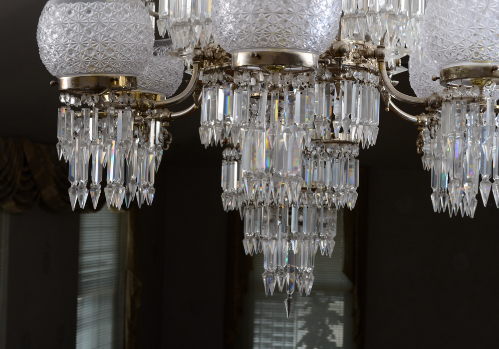 Czechoslovakan Silver Plate Crystal Chandelier