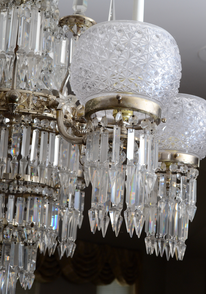 Czechoslovakan Silver Plate Crystal Chandelier