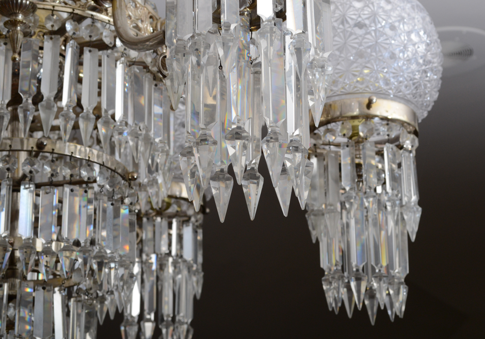 Czechoslovakan Silver Plate Crystal Chandelier