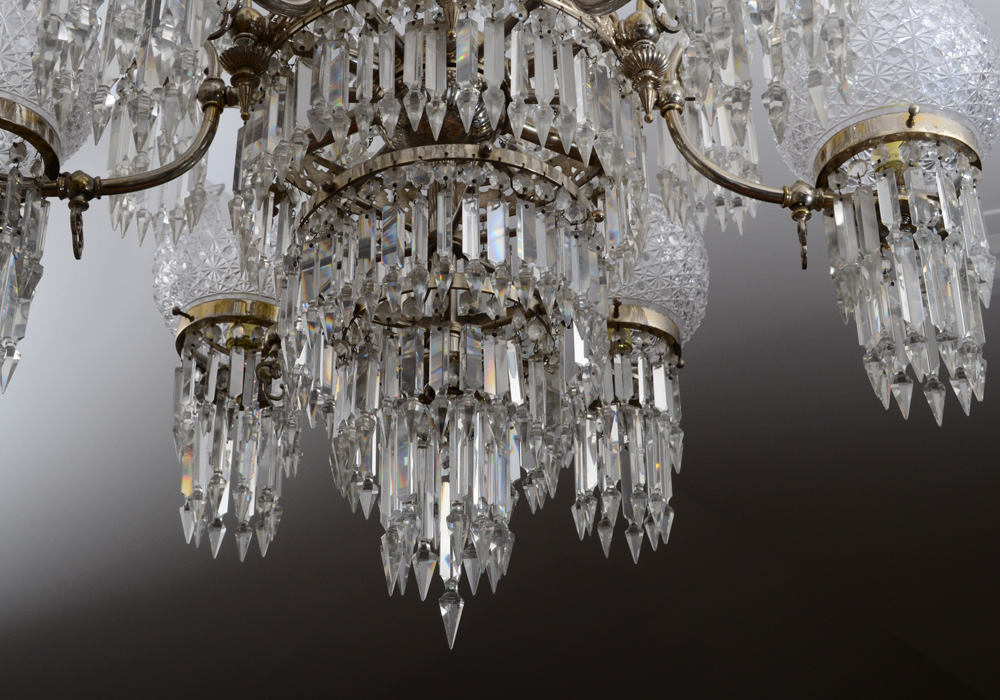 Czechoslovakan Silver Plate Crystal Chandelier