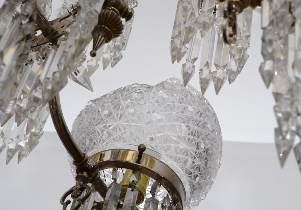 Czechoslovakan Silver Plate Crystal Chandelier