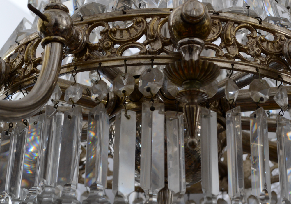 Czechoslovakan Silver Plate Crystal Chandelier
