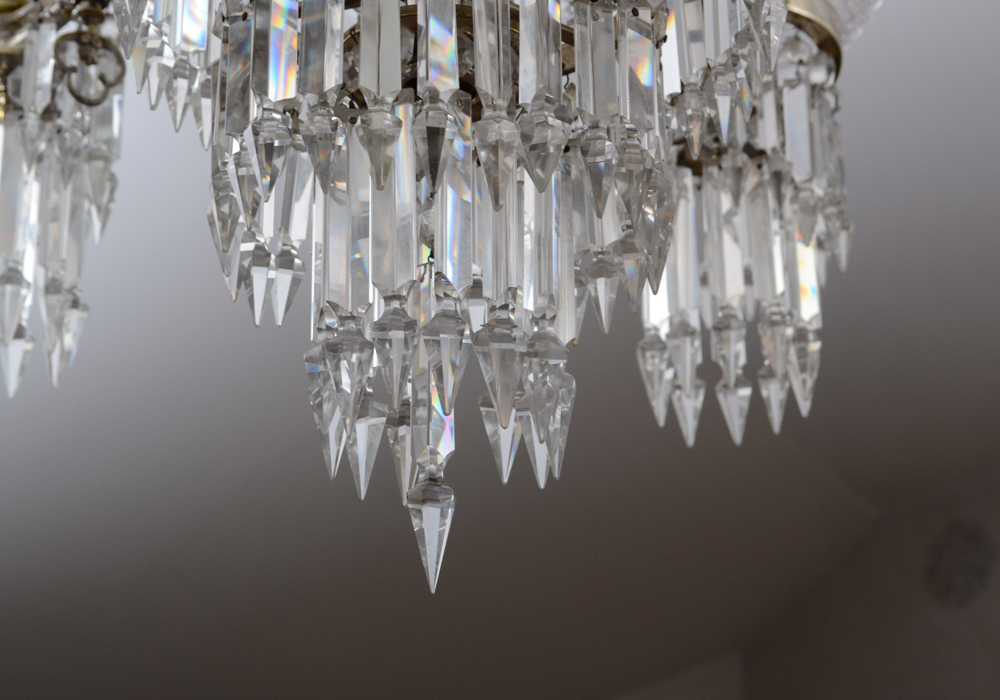 Czechoslovakan Silver Plate Crystal Chandelier