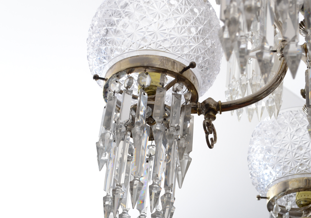 Czechoslovakan Silver Plate Crystal Chandelier