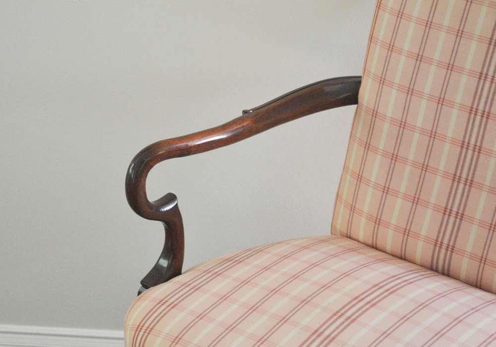 Georgian Style Upholstery and Wood Library Chair