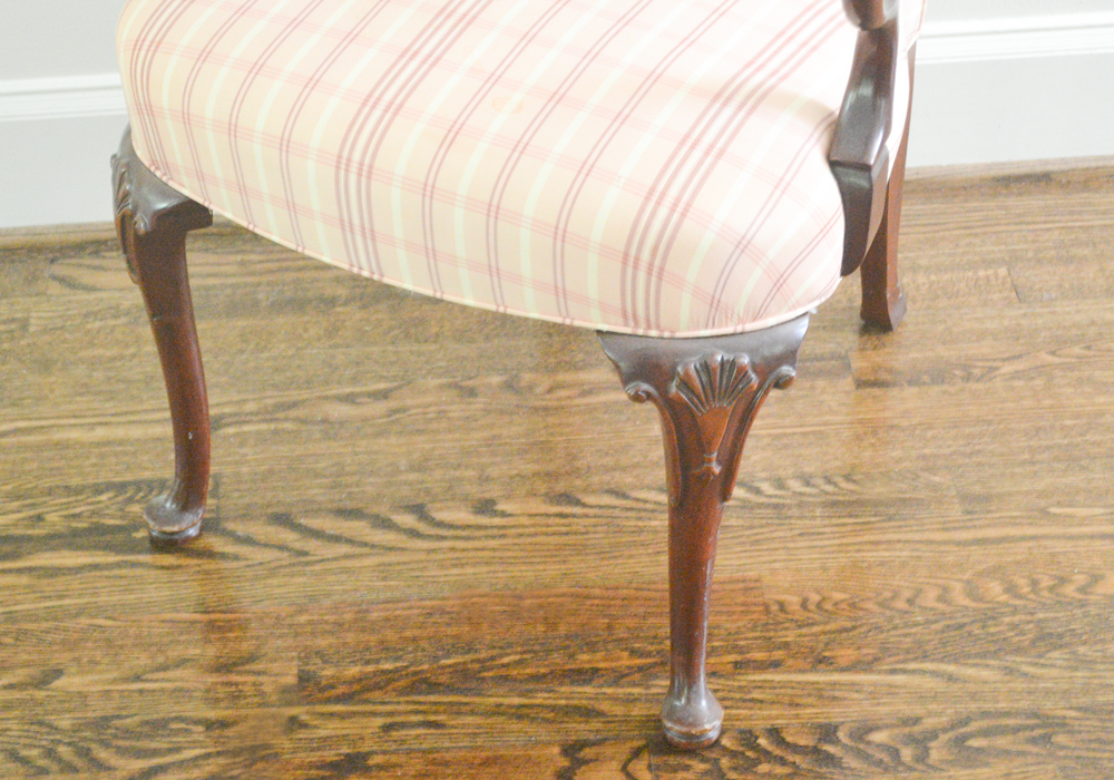 Georgian Style Upholstery and Wood Library Chair