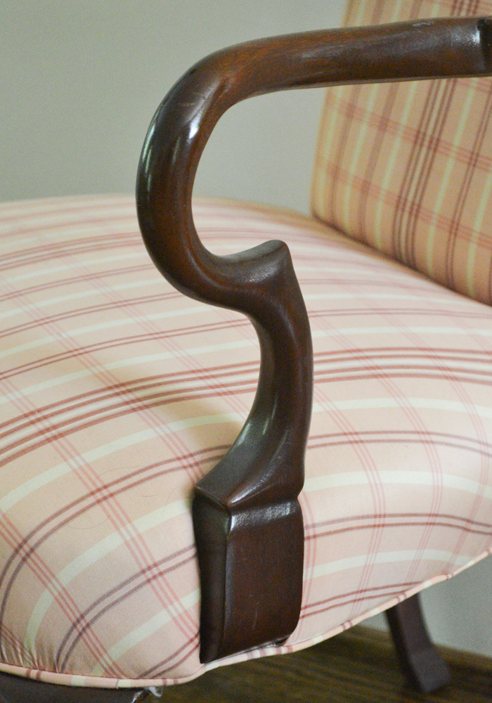 Georgian Style Upholstery and Wood Library Chair