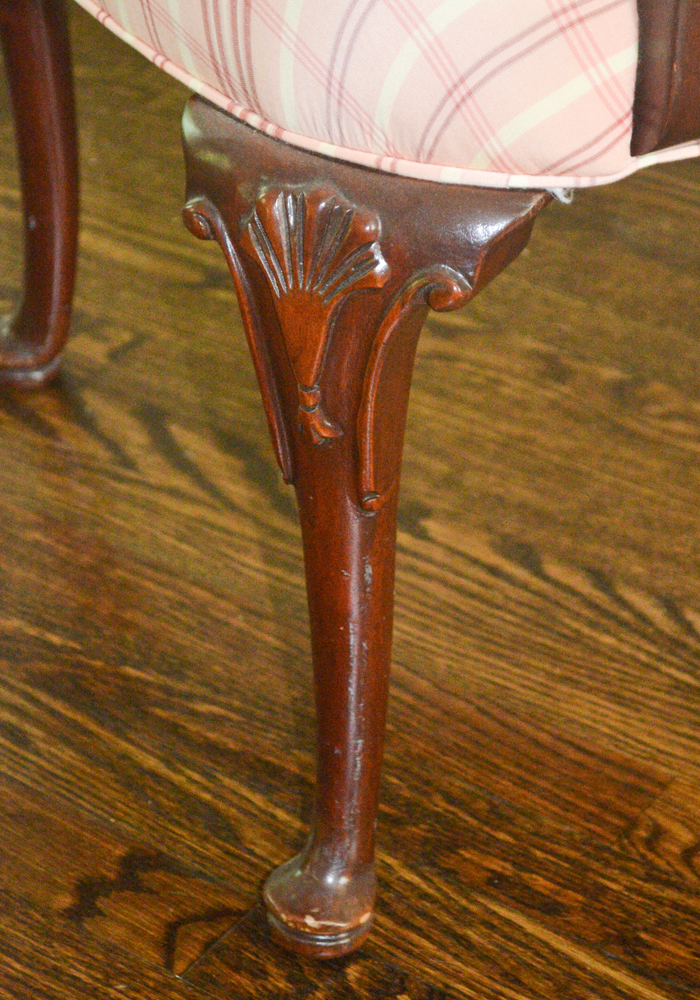 Georgian Style Upholstery and Wood Library Chair