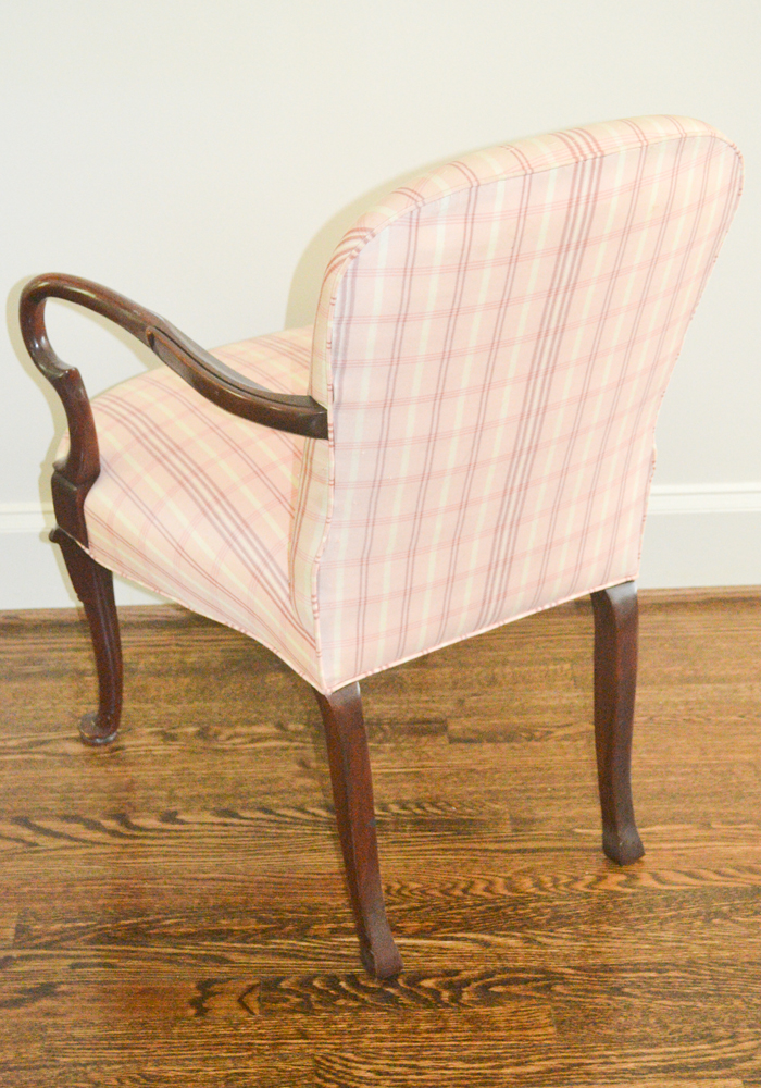 Georgian Style Upholstery and Wood Library Chair