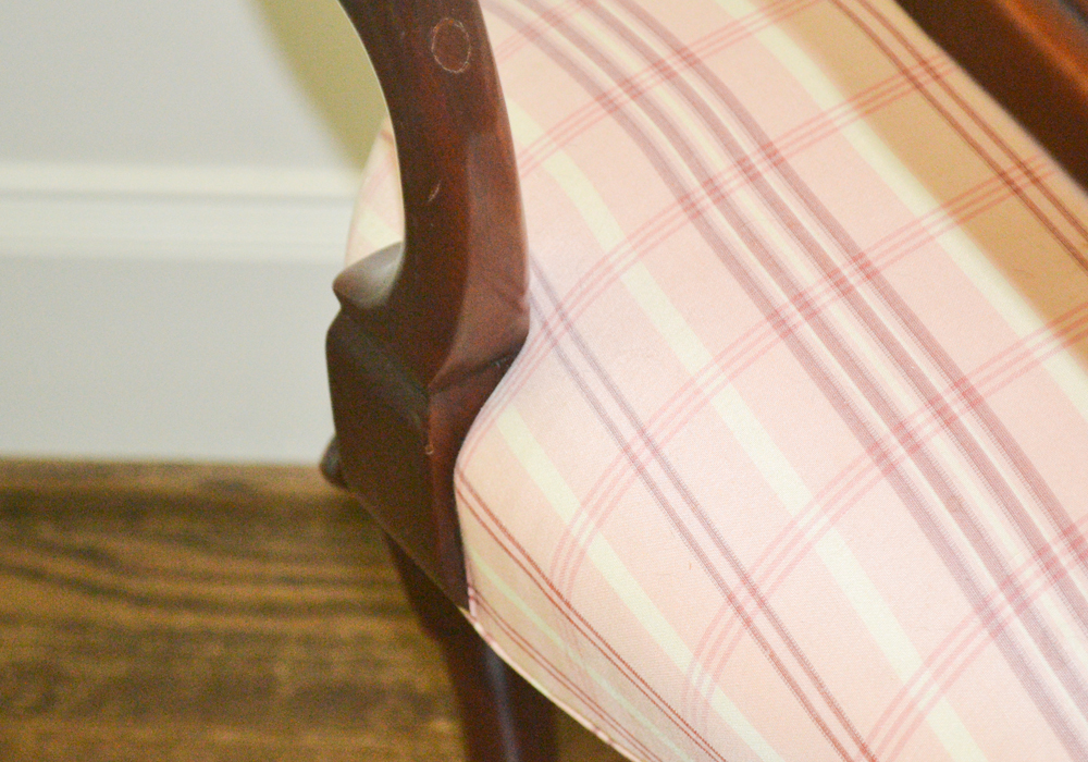 Georgian Style Upholstery and Wood Library Chair