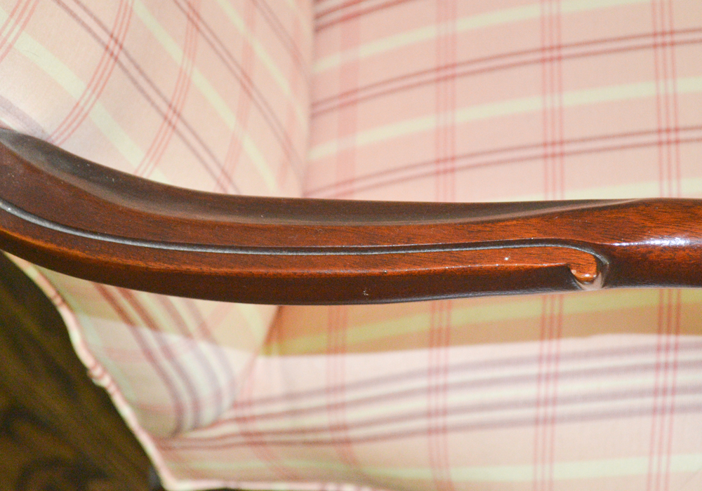 Georgian Style Upholstery and Wood Library Chair