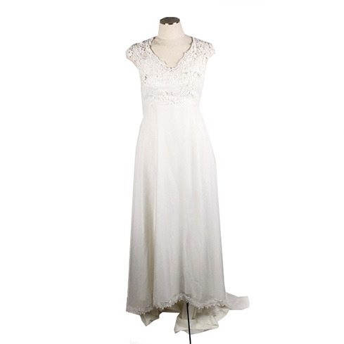 Lace Bodice Vintage Wedding Dress with Shear Overlay
