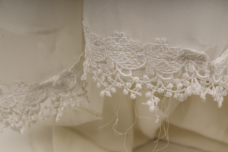 Lace Bodice Vintage Wedding Dress with Shear Overlay