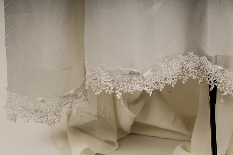 Lace Bodice Vintage Wedding Dress with Shear Overlay