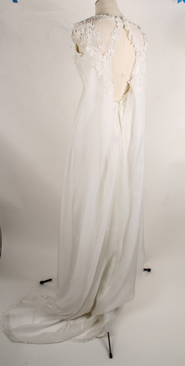 Lace Bodice Vintage Wedding Dress with Shear Overlay