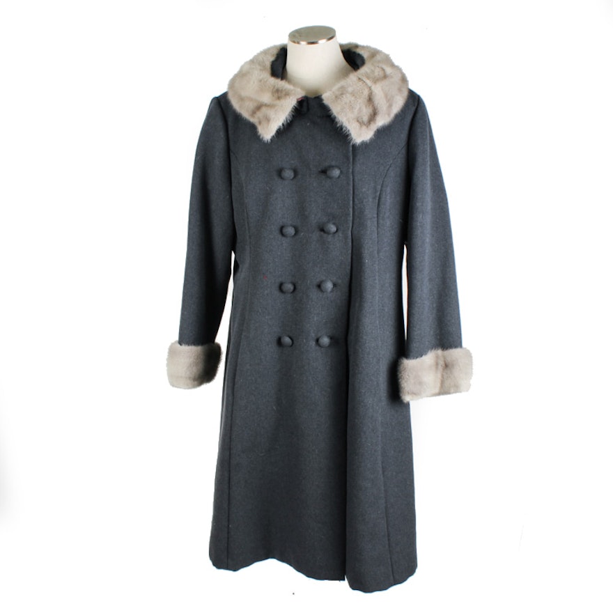 Women's Vintage Stylecraft Coat with Mink Fur Trim