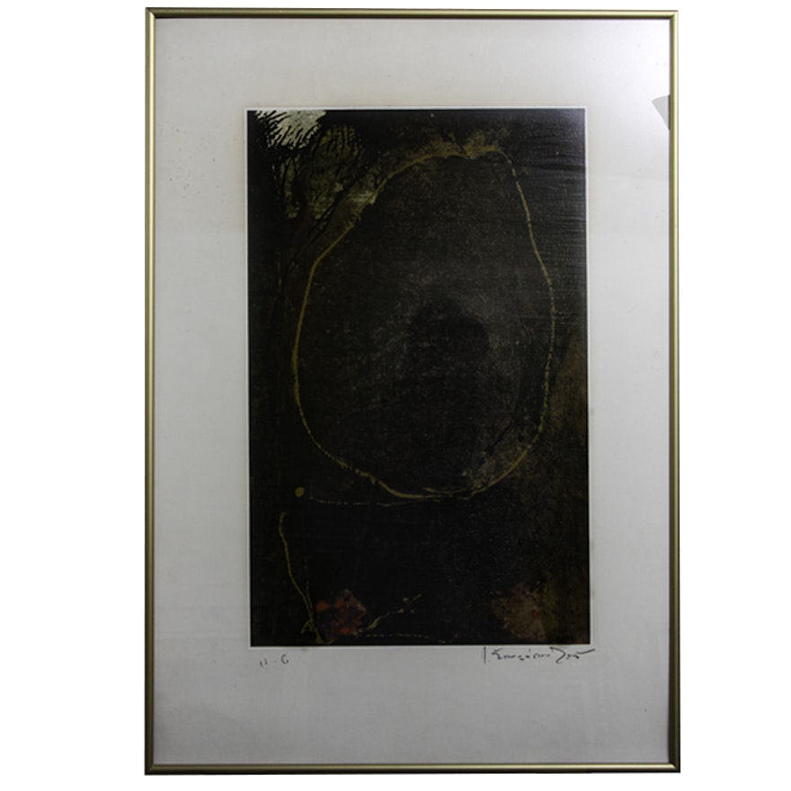 Framed Serigraph on Paper in Muted Tones