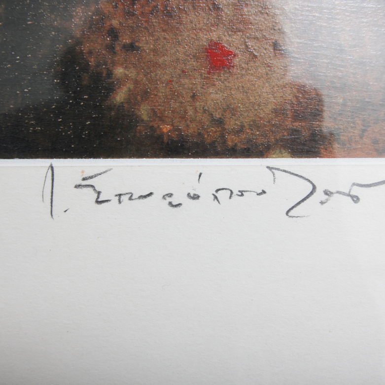 Framed Serigraph on Paper in Muted Tones