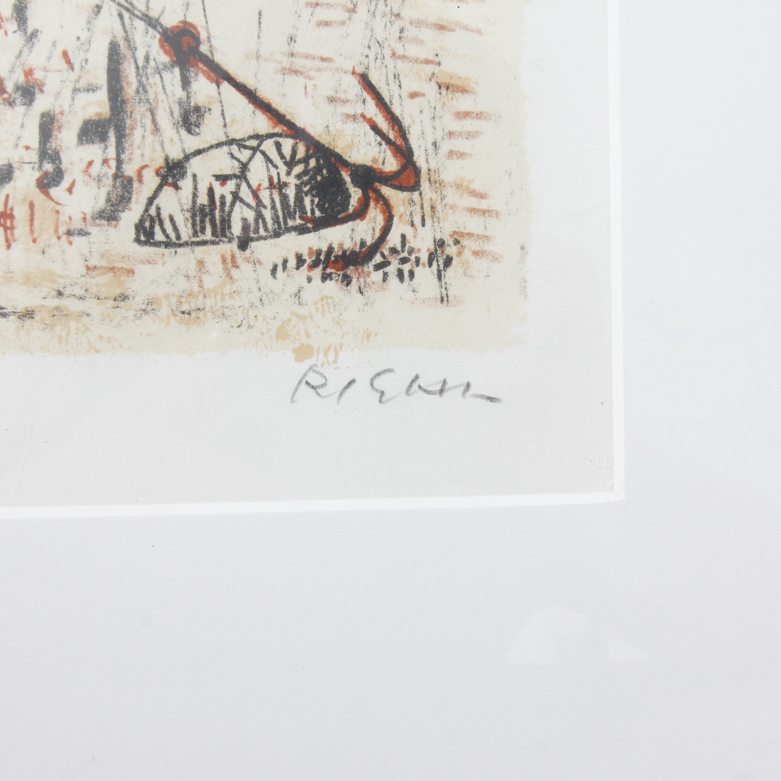 Federico Righi Serigraph on Paper "Beached Rowboats"