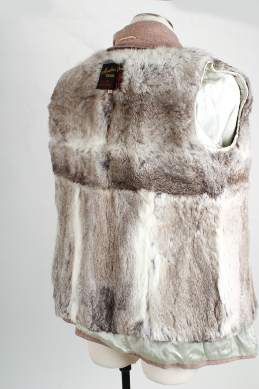 Women's Convertible Wool Jacket and Rabbit Fur Vest