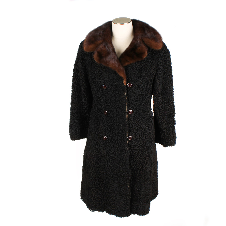 Vintage Double-Breasted Persian Lamb Fur Coat