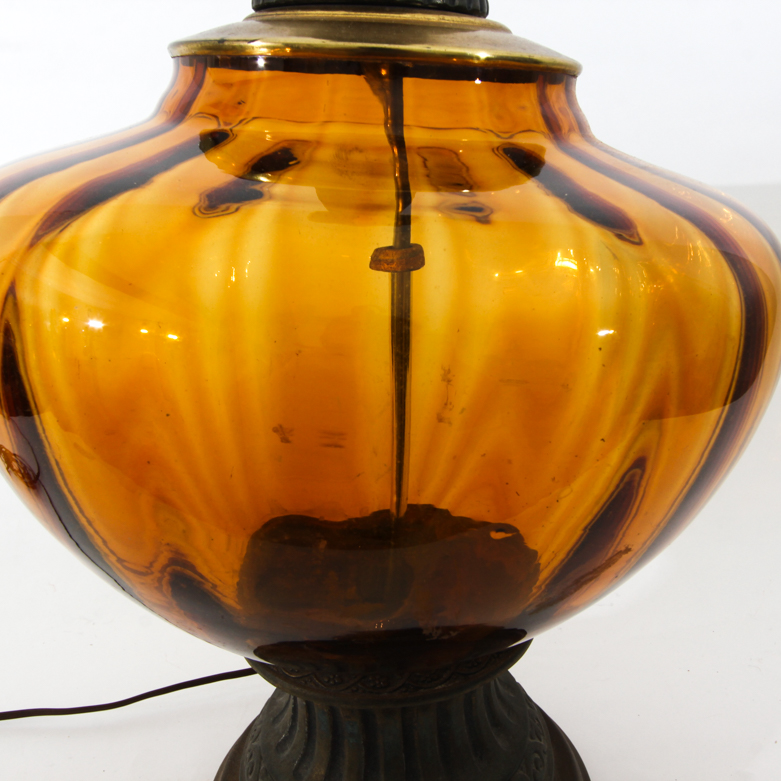 Vintage Bohemian Amber Glass Table Lamp