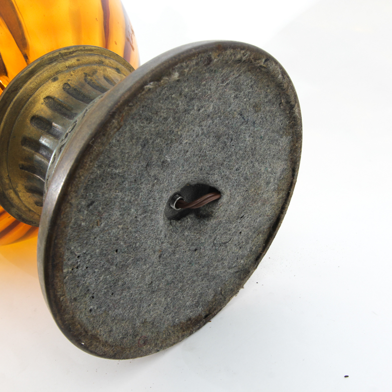 Vintage Bohemian Amber Glass Table Lamp