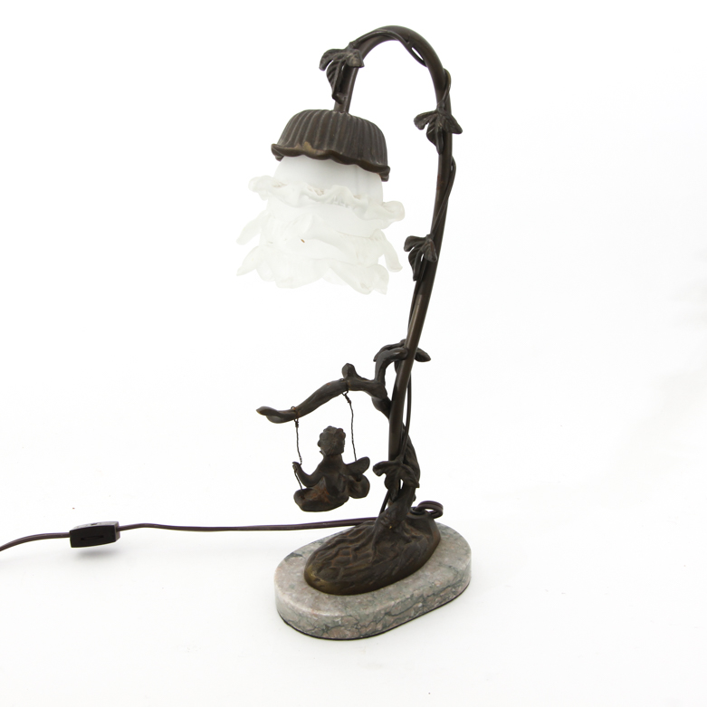 Vintage Andrea by Sadek Art Nouveau Style Bronze Table Lamp