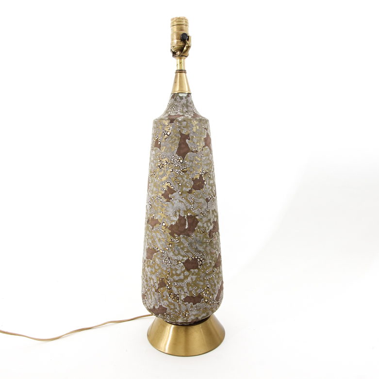 Mid-Century Ceramic and Brass Table Lamp