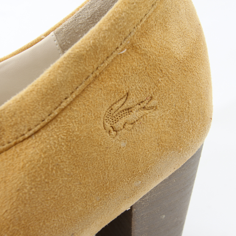 Lacoste Lahila Yellow Suede Platform Loafers