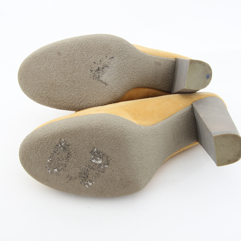 Lacoste Lahila Yellow Suede Platform Loafers