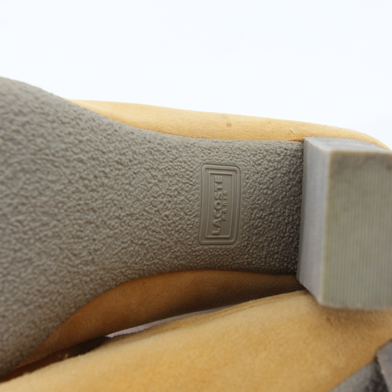 Lacoste Lahila Yellow Suede Platform Loafers