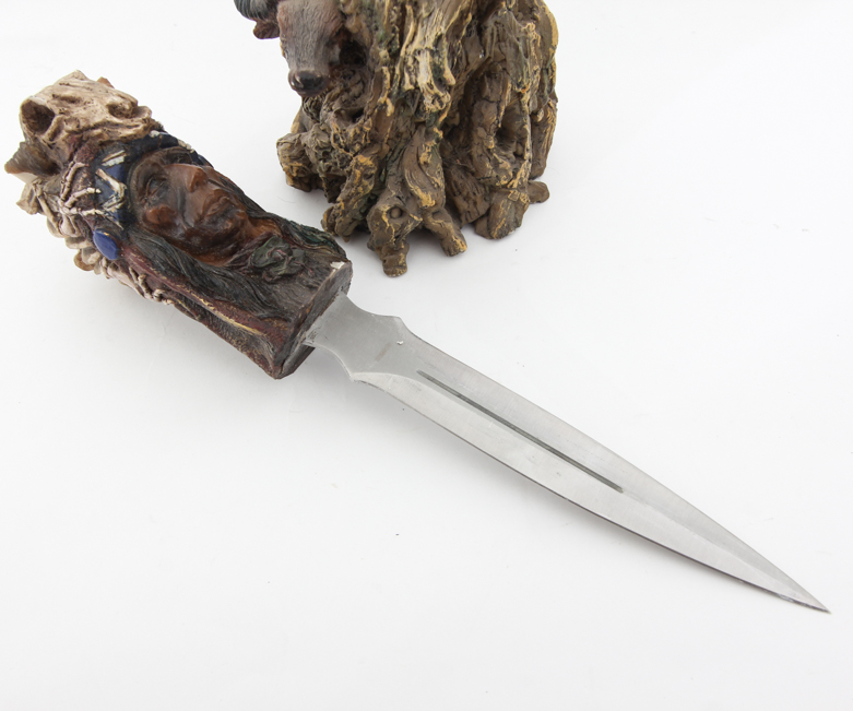 Resin Totem Sculpture with Double Edged Knife Topper