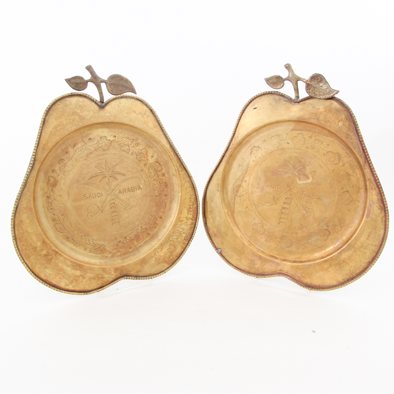 Vintage Brass Pear-Shaped Serving Trays