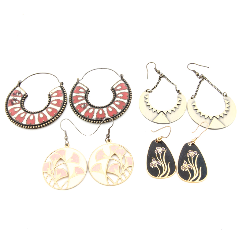 Assortment of Enameled Dangle Earrings