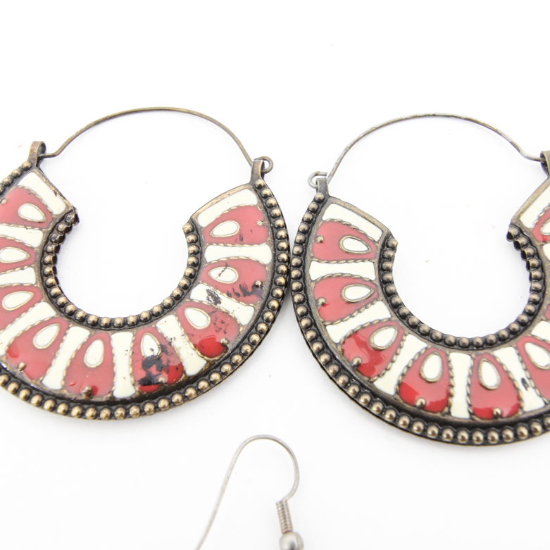 Assortment of Enameled Dangle Earrings