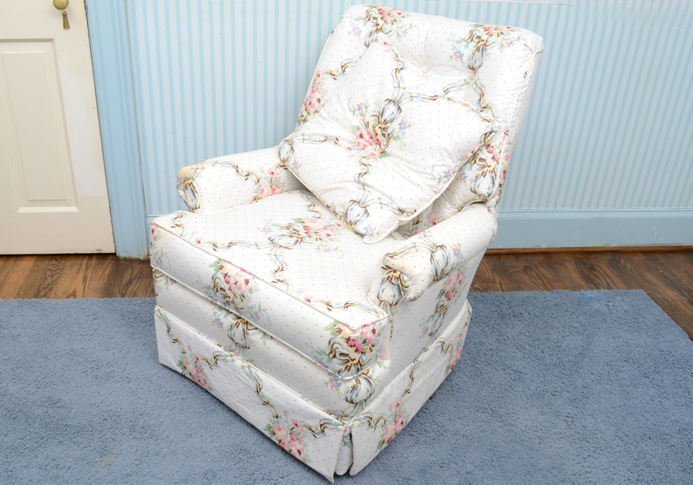 Vintage Floral Upholstered Lounge Chair
