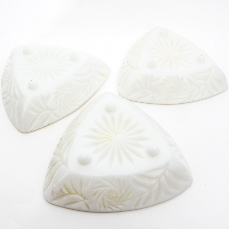 Vintage Anchor Hocking Milk Glass Snack Set "Fleurette"