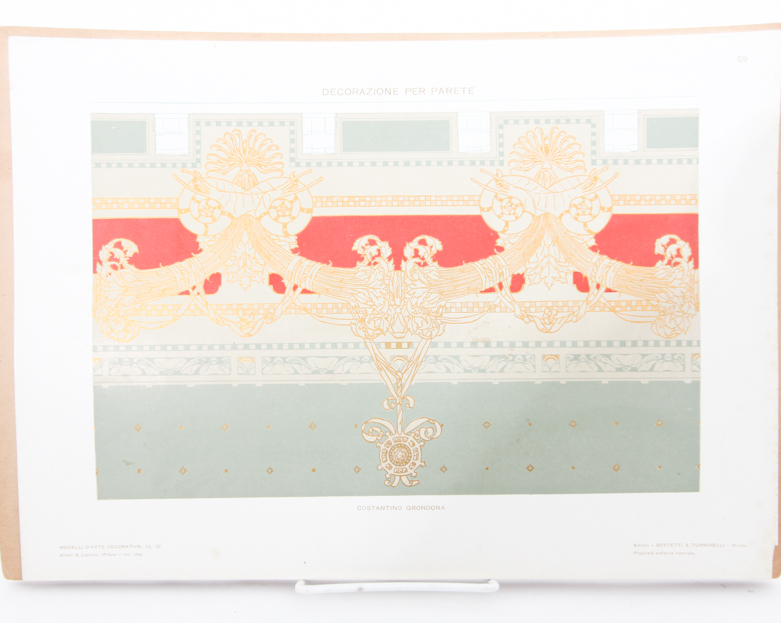 Collection of Vintage Lithographic Plates from Italian Modelli D'Arte Decorativa  Portfolio Series