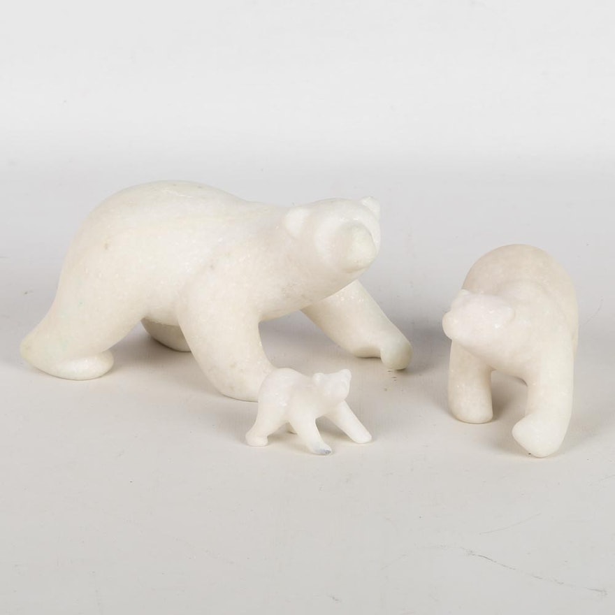 White Star Marble Polar Bear Carvings