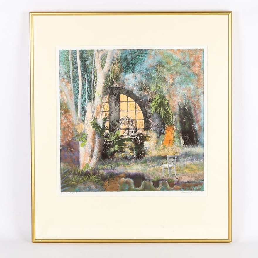 Sharon Anglin Kuhne Signed Hand Colored Engraving "Eve's Back Yard"