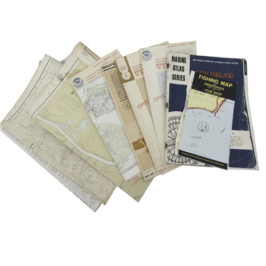Collection of Vintage Nautical Maps