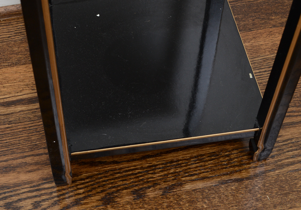 Chinese Black Lacquer Accent Table with Hand-Carved Mother-of-Pearl