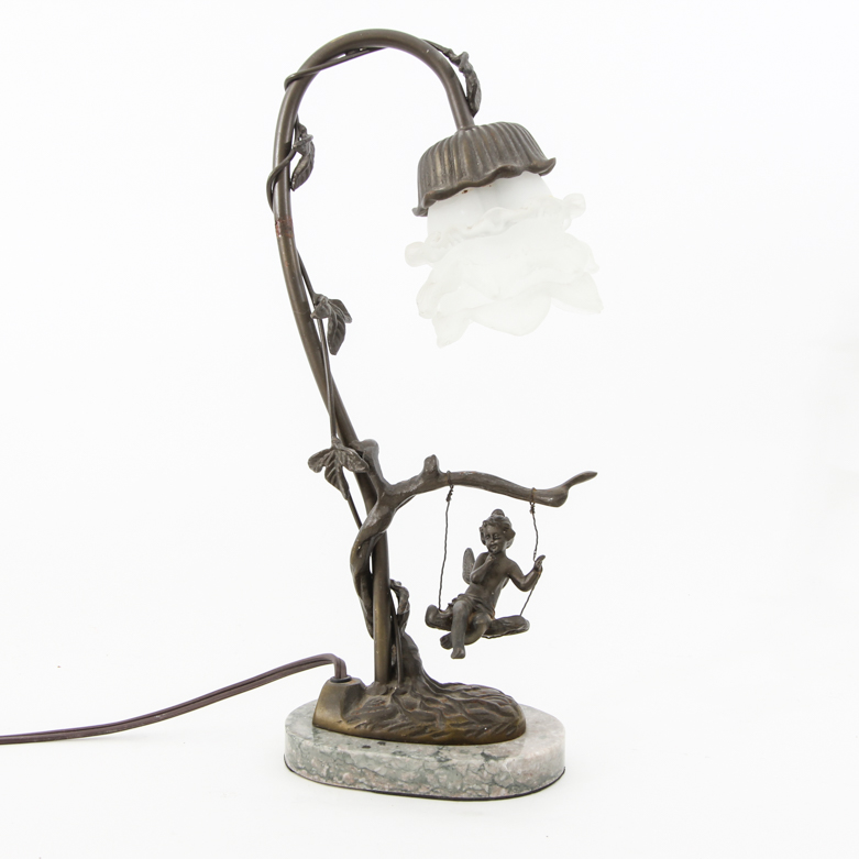 Vintage Andrea by Sadek Art Nouveau Style Bronze Table Lamp