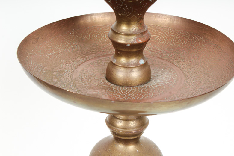 Mid-Century Brass and Copper Tall Candlestick