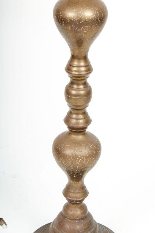Mid-Century Brass and Copper Tall Candlestick