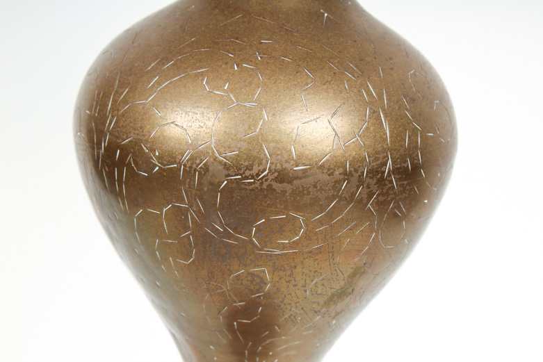 Mid-Century Brass and Copper Tall Candlestick