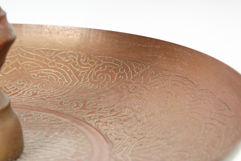 Mid-Century Brass and Copper Tall Candlestick