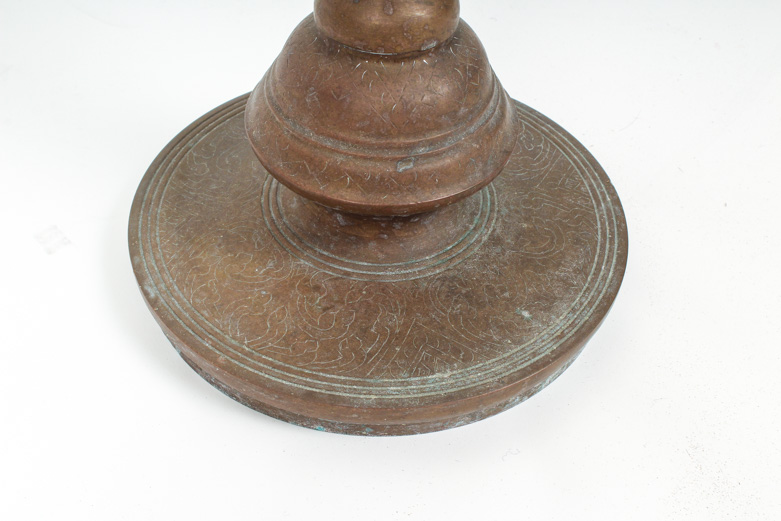 Mid-Century Brass and Copper Tall Candlestick