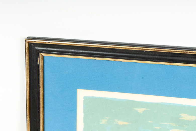 Jacques Gaston Moreau Offset Lithograph Print “Boats In Harbor”